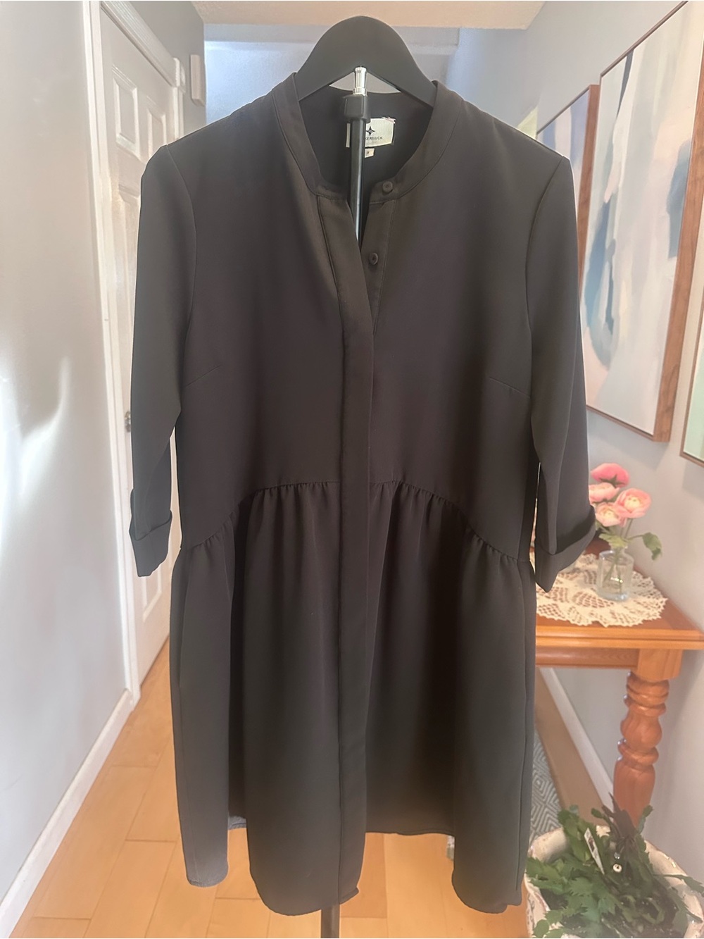 Tuckernuck Black Stretch Crepe Royal Shirt Dress Size Small, Half Sleeve